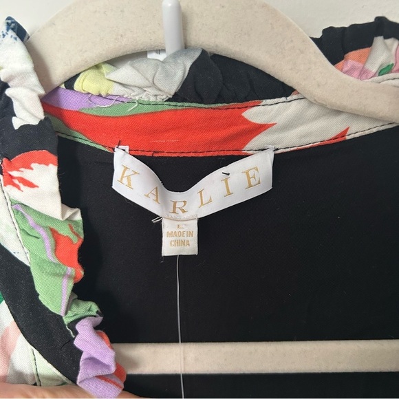 Karlie Multi Floral V-Neck Long Sleeve Tier Maxi Dress Size Large - Picture 4 of 9